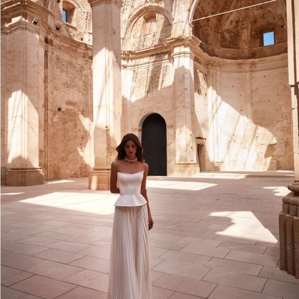 MillaNova Elegant Cream Wedding Dress - Picture 2 of 10